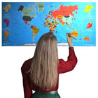 Renkli Atlas Dünya Haritası Manyetik Yapıştırıcı Gerektirmeyen Duvar Stickerı 118 CM * 56 CM