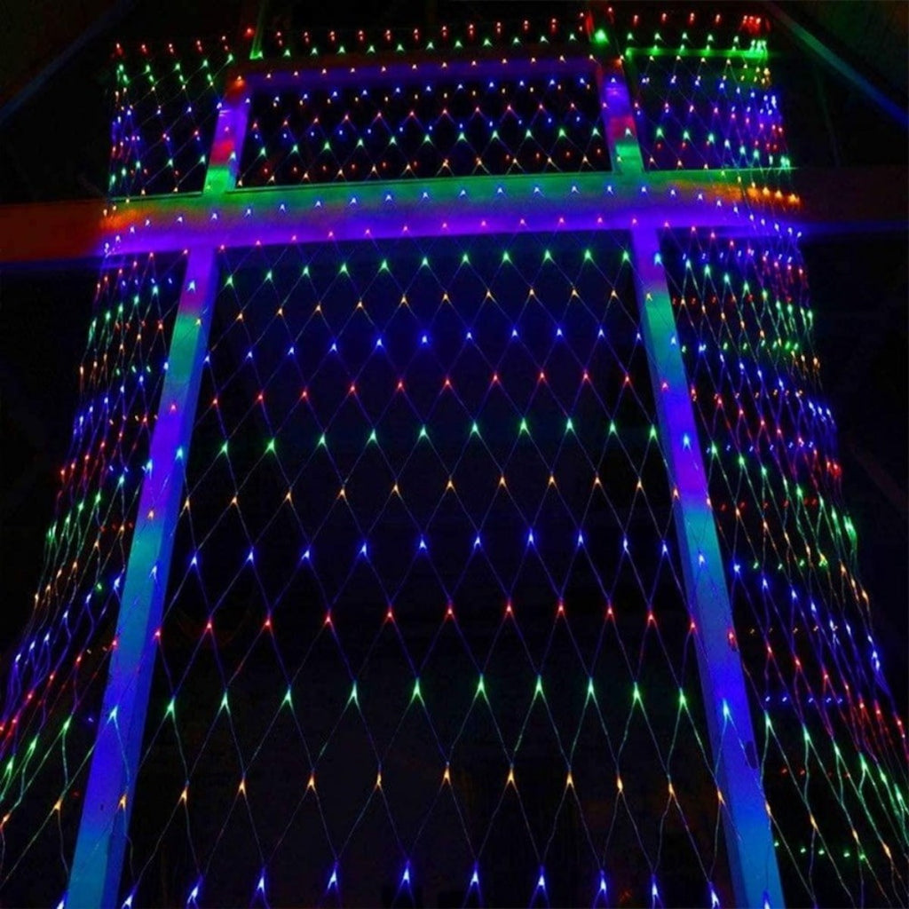 1x2 Metre Dekoratif File Ağ Perde 192 LED 8 Animasyonlu Farklı Işık Modu RGB Fişli