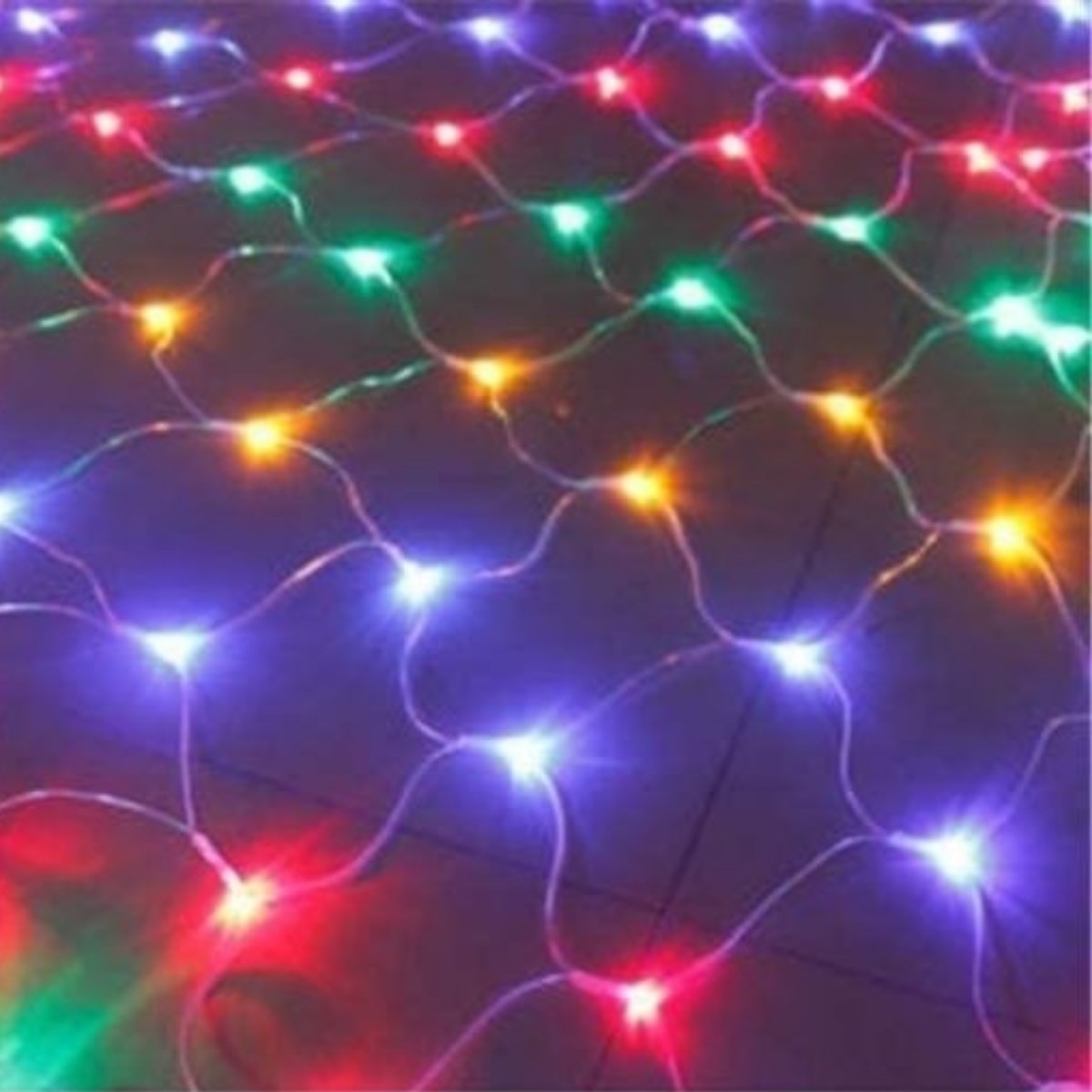 1x2 Metre Dekoratif File Ağ Perde 192 LED 8 Animasyonlu Farklı Işık Modu RGB Fişli