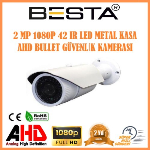 2MP Ahd 1080P 42 Led Metal Kasa Dış Ortam Güvenlik Kamerası