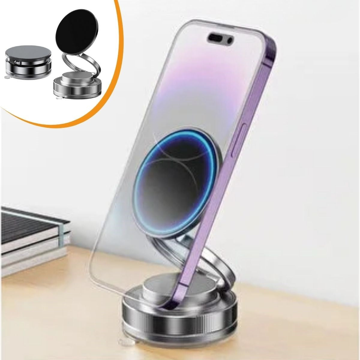 BUFFER Vakumlu Manyetik Telefon Tutucu – Güçlü Vakum 360° Döner Araç İçi Telefon Standı, Ultra Sabit Manyetik Destekli Mobil Cihaz Aparatı