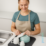 Purish | Bulaşık Kurutma Matı –TPE – 28x36 cm, Kaymaz, Su Drenaj Kanallı, Katlanabilir ve Kolay Temizlenebilir – Mutfak Tezgâhı İçin Bardak & Tabak Kurutma Pedi (Antrasit Gri)