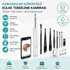 Beyaz Kablosuz HD Görüntülü Kulak Temizleme Kamerası, LED Işıklı Type-C Şarjlı iOS ve Android Uyumlu Kulak Temizleme Seti