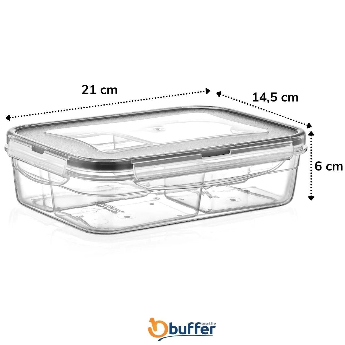 BUFFER 4 Bölmeli Sızdırmaz Contalı Kilitli Kapaklı 1 Litre Erzak Saklama Kabı -LC520
