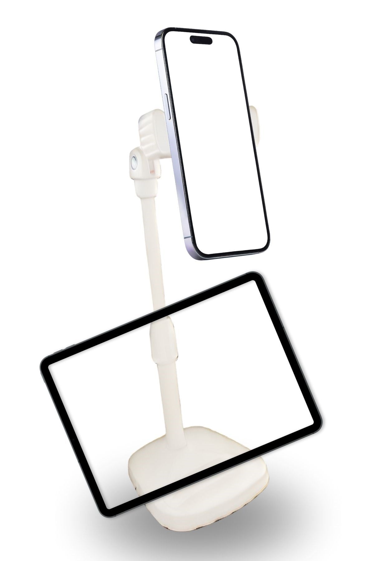 Masa Üstü Tablet ve Telefon Tutucu Plastik Aparat Beyaz Telefon Standı