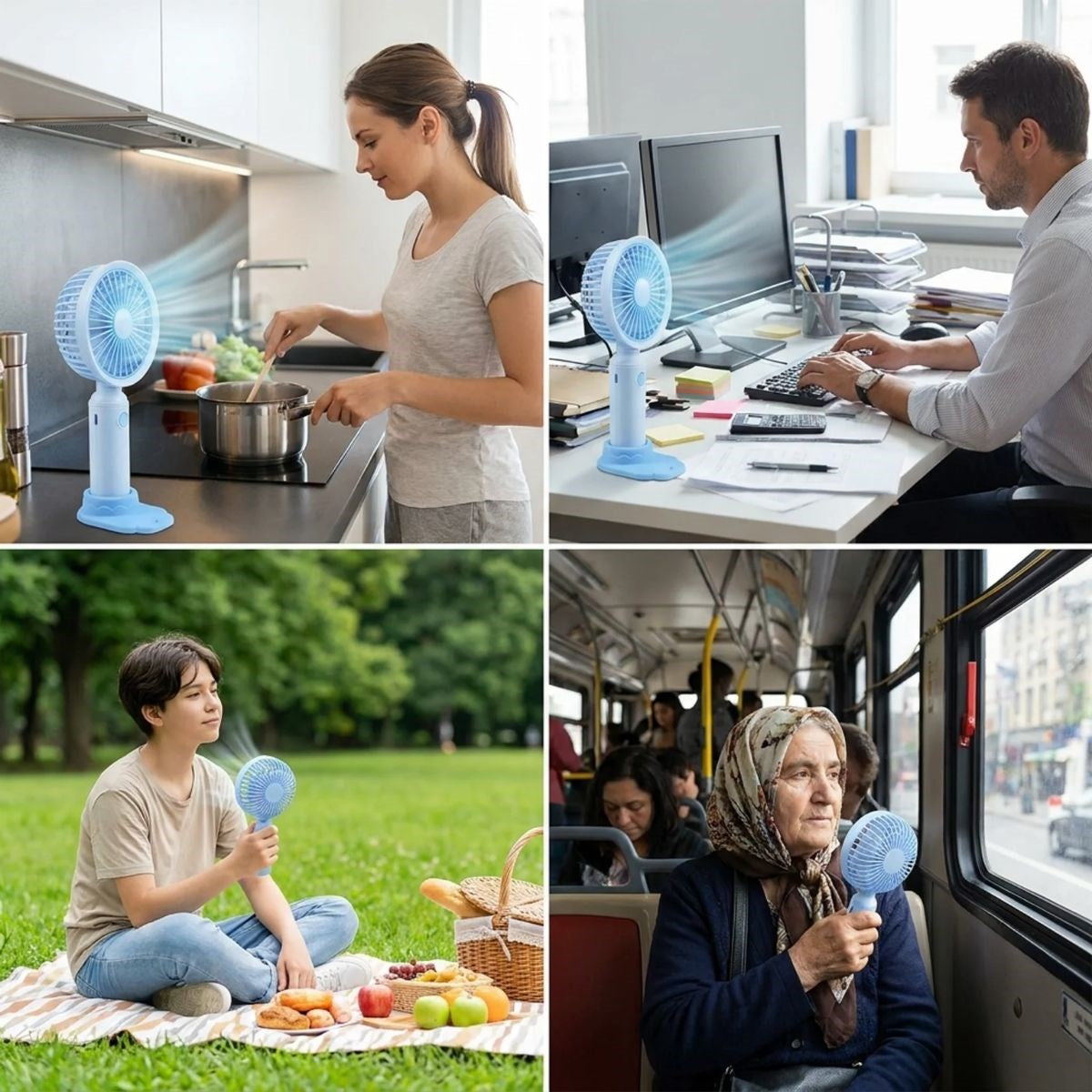 BUFFER 3 Kademeli Masaüstü Fan – Telefon Tutuculu Özellikli Standlı Elde Taşınabilir Mini Fan  EKL29