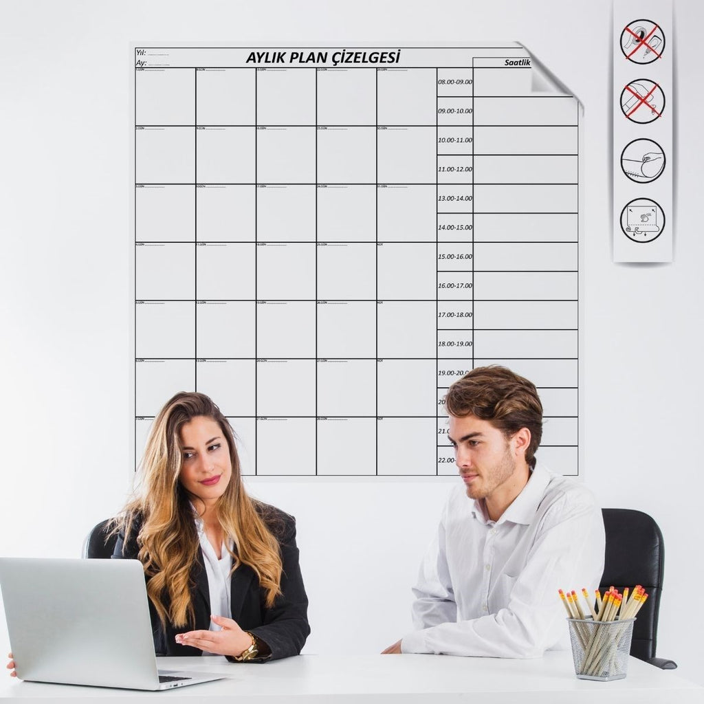 BUFFER Aylık Planlayıcı Manyetik Duvar Stickerı Takvim Plan Çizelgesi