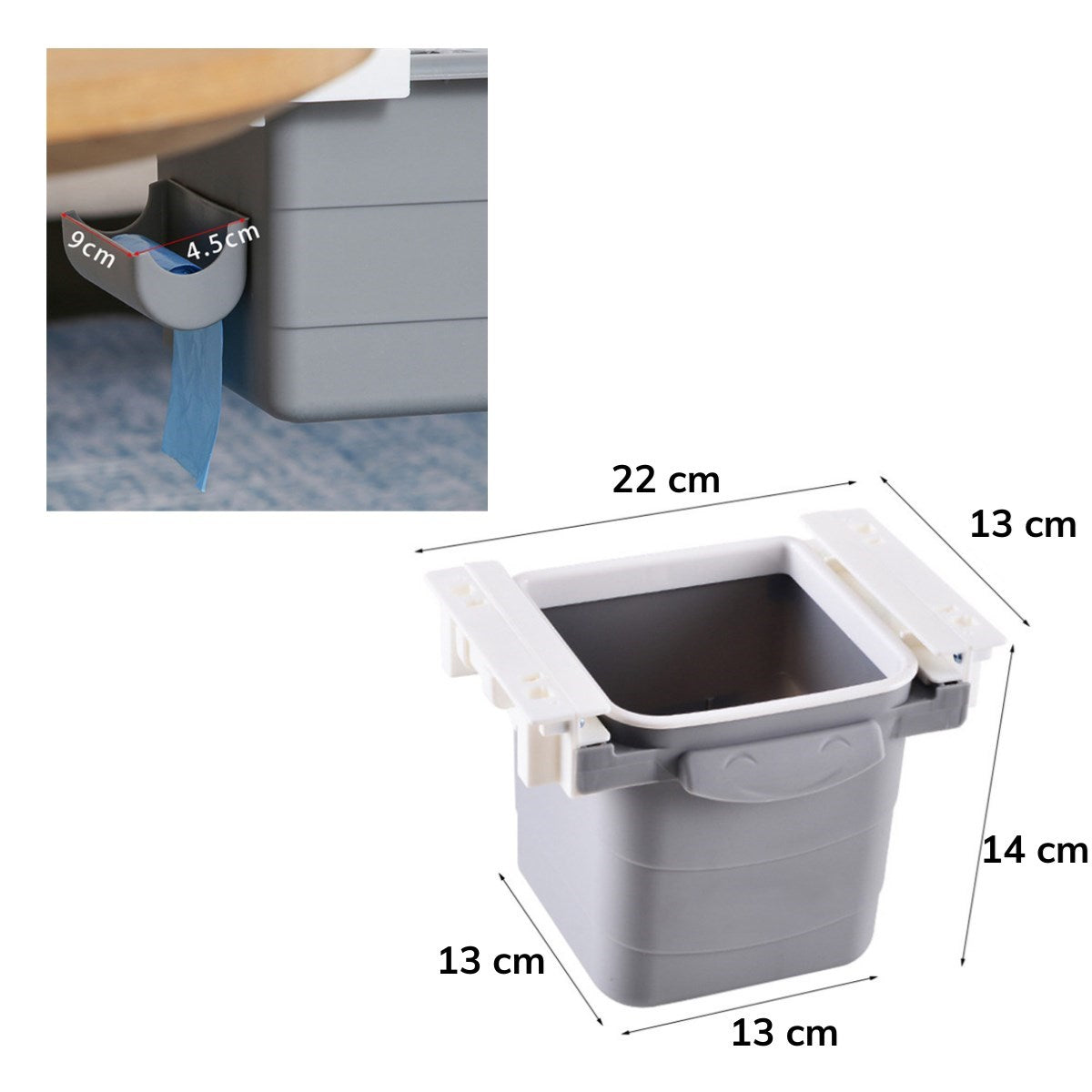 BUFFER Mini Masa Çöp Kovası Plastik Tezgah Altı Geri Çekilebilir Yapışkanlı Görünmez Bölme Pratik