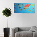 Renkli Atlas Dünya Haritası Manyetik Yapıştırıcı Gerektirmeyen Duvar Stickerı 118 CM * 56 CM