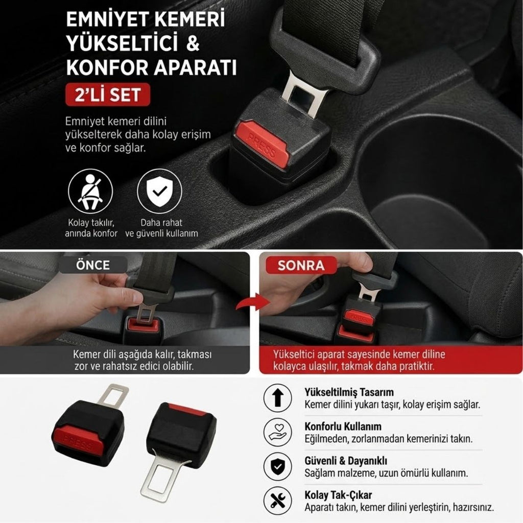 2'li Emniyet Kemeri Yükseltici ve Konfor Aparatı