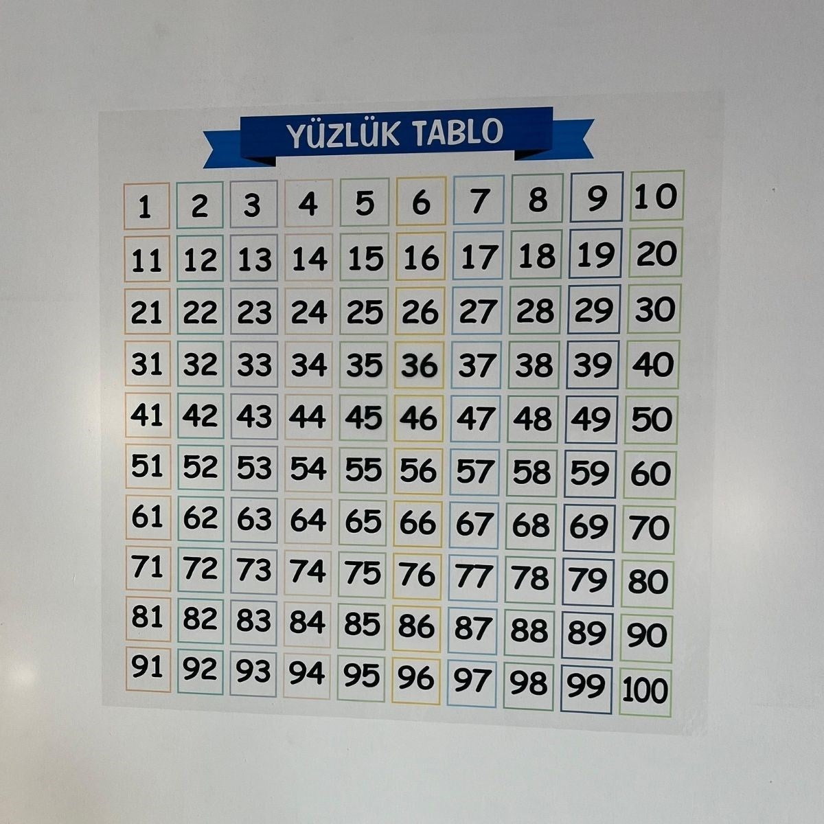 BUFFER Matematik Öğreten Yüzlük Tablo Duvarda İz Bırakmaz Akıllı Kağıt Yapışkansız Statik  60x60 cm