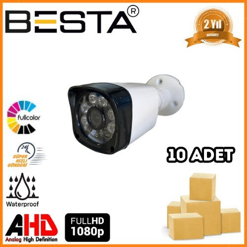 2 MP 1080P 6 ATOM WARM LED Bullet AHD Güvenlik Kamerası 10 Adet Koli