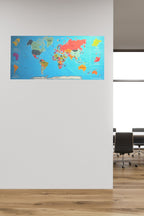 Renkli Atlas Dünya Haritası Manyetik Yapıştırıcı Gerektirmeyen Duvar Stickerı 118 CM * 56 CM