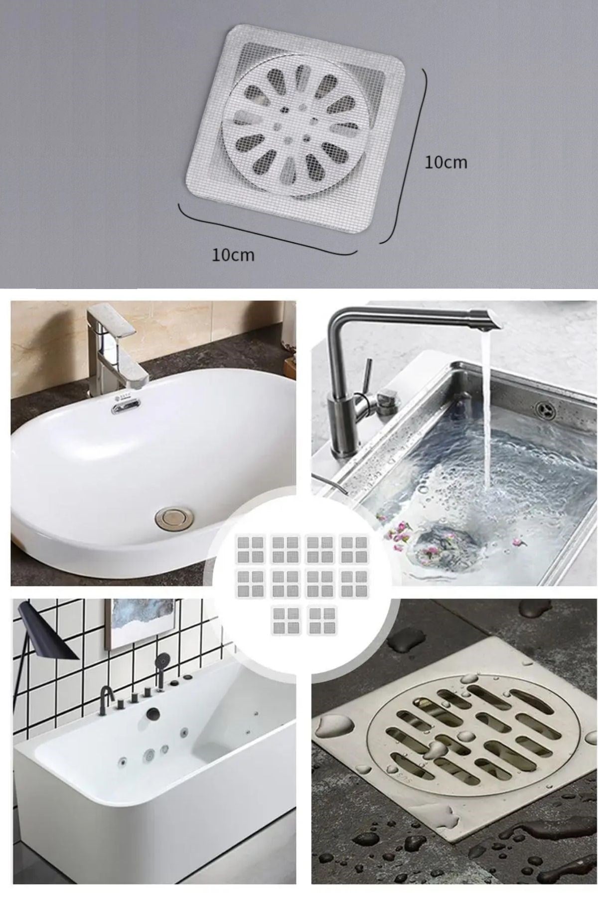 BUFFER 10'lu Banyo ve Mutfak Lavabo Koku Önleyici ve Haşere Böcek Önleyici Gider Filtresi