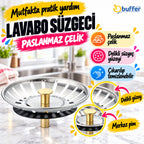 BUFFER Paslanmaz Çelik Mutfak Evye Lavabo Süzgeci Lavabo Gideri Atık Gıda Tıpası