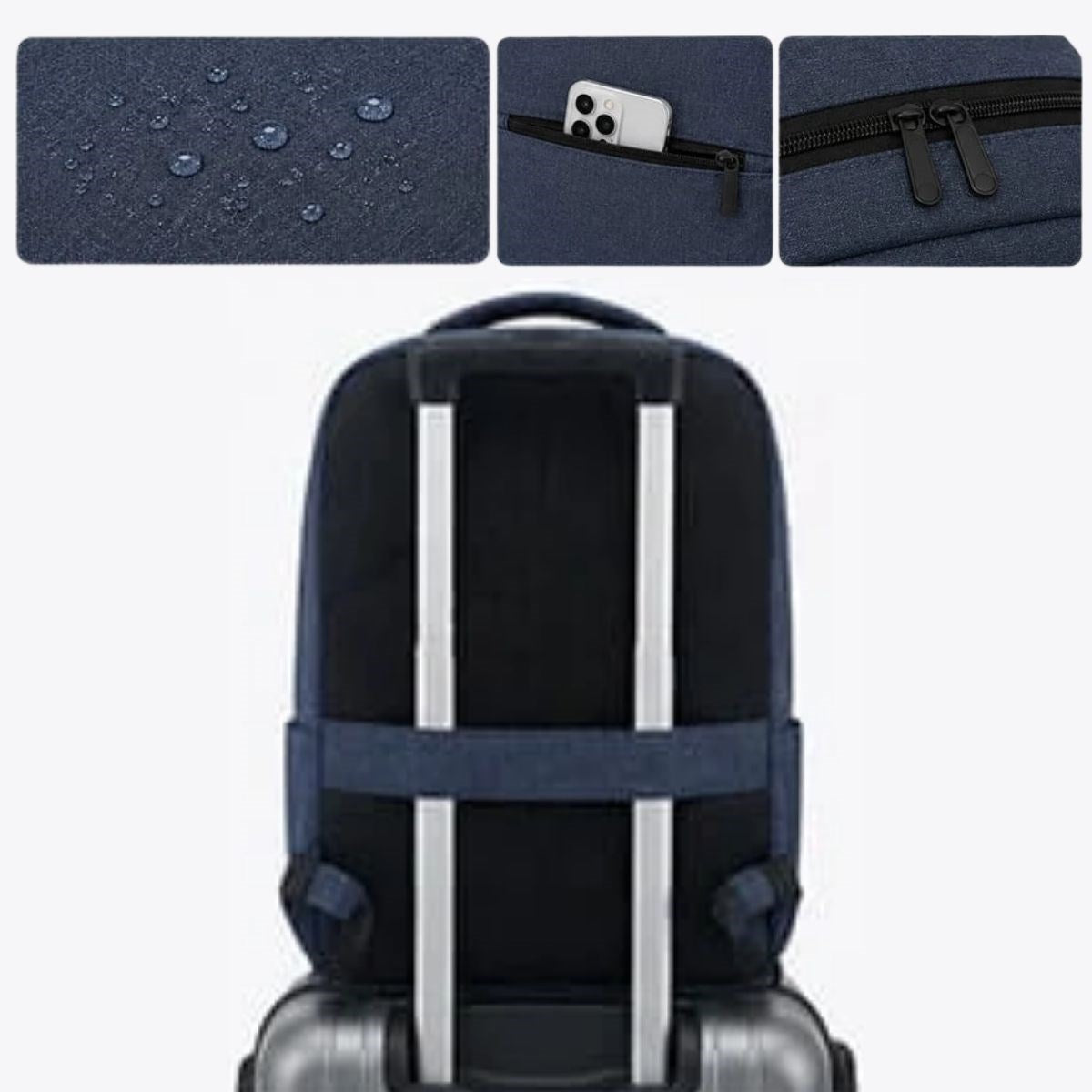 BUFFER Lacivert Laptop Sırt Çantası, Bilgisayar Korumalı İç Bölmeli Notebook Çantası, Organizer Cepli ve USB Şarj Portlu