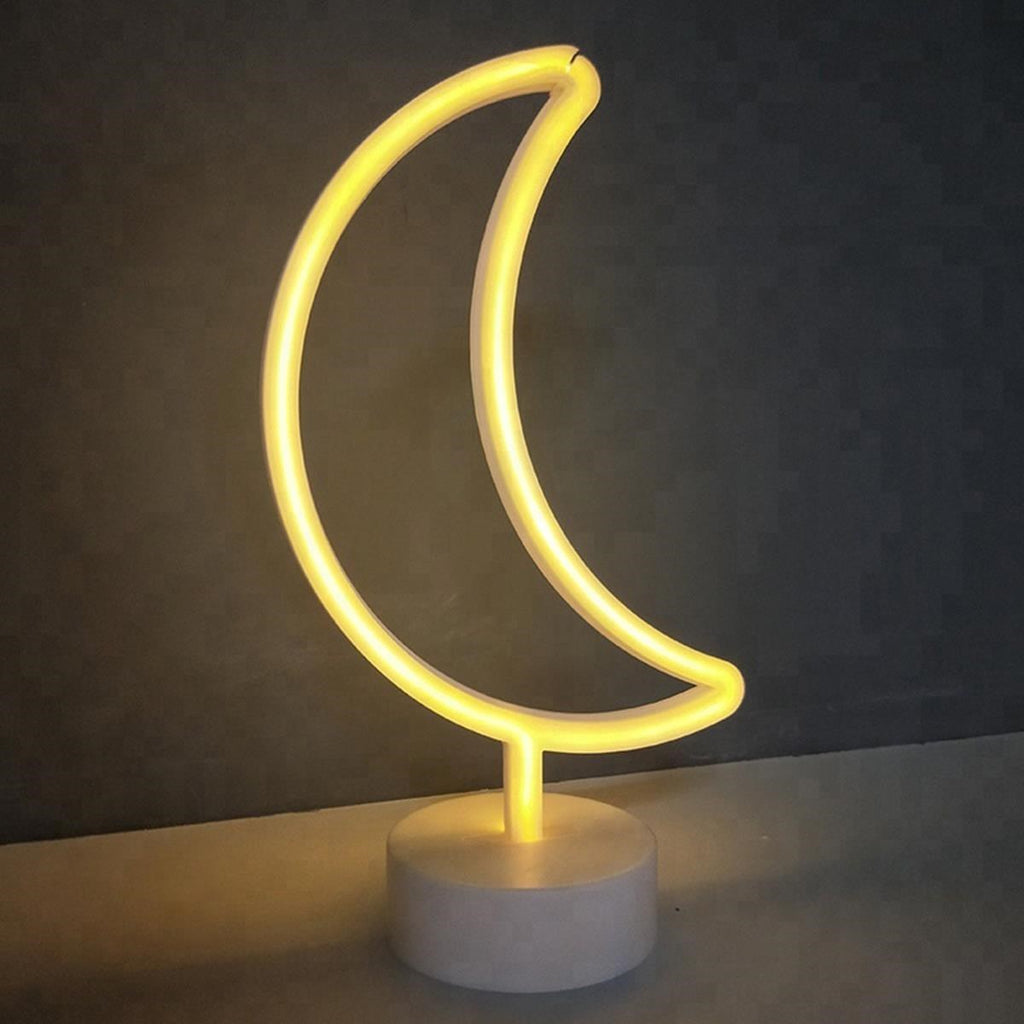 Dekoratif Pilli Ay Tasarımlı 3D Neon Led Masa Ve Gece Lambası