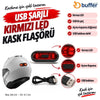USB Şarjlı Kırmızı LED Kask Flaşörü, Açma Kapama Düğmeli Siyah Oval Gövde, USB Kablolu 8,8 x 3,7 cm Kask Aydınlatma Işığı
