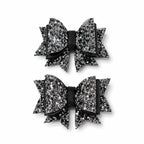 Işıltılı Glitter Tasarımlı Fiyonk Saç Tokası Gri Pullu