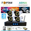 5 Mp Lens 2 Mp 1080P Gece Renkli 4 Kameralı Wıfı Özellikli Kamera Seti 4 Tb HDD