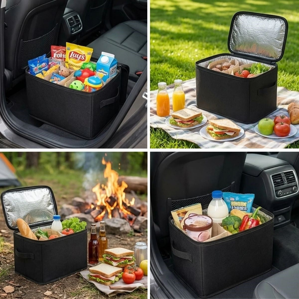 BUFFER Isı Koruyucu Termal Taşıma Çantası 32 Litre – Araç Bagaj Organizeri, Termos, Katlanabilir Keçe Saklama Çantası 37x27x25 cm