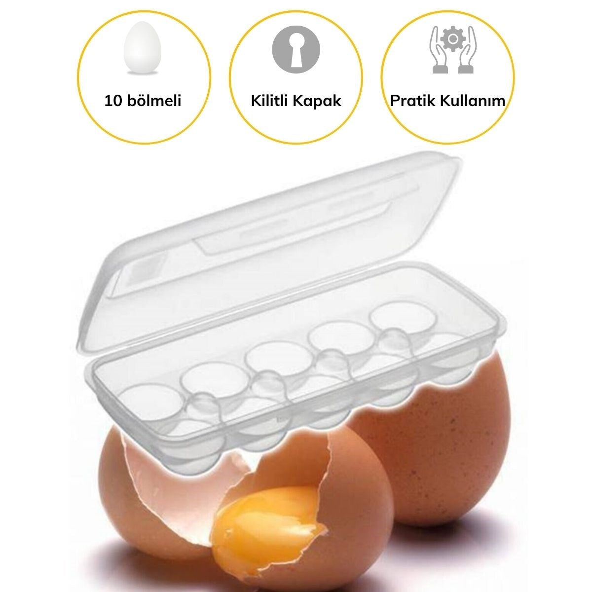 BUFFER 10 Bölmeli Kilitli Kapaklı Yumurtalık Saklama Kutusu YU110