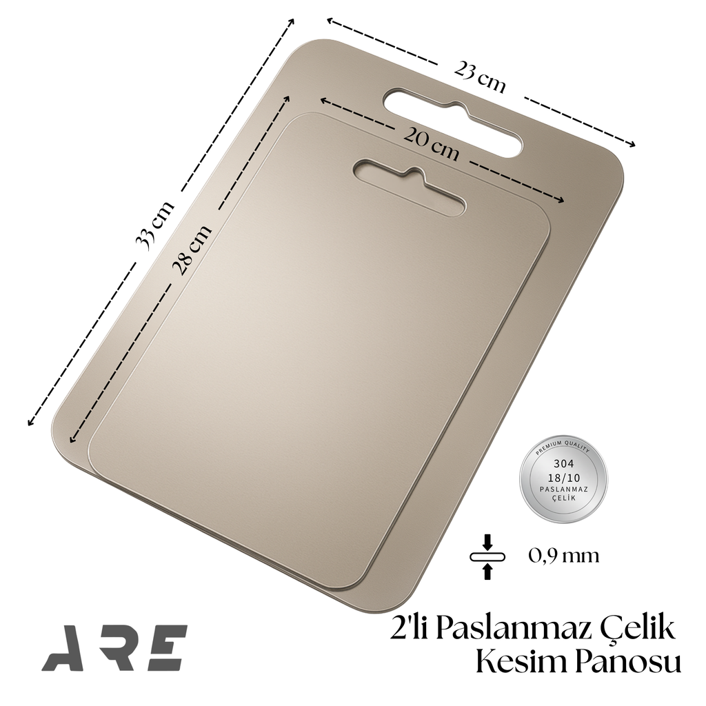 Paslanmaz Çelik Kesme ve Doğrama (Tahtası) Panosu Seti (2'li Set)