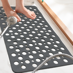 Purish | Kaymaz Banyo Paspası | Antrasit Gri | 36x66 cm – Dikdörtgen Duş Matı, Küvet Paspası | Güçlü Vantuzlu, Su Tahliyeli, Yumuşak