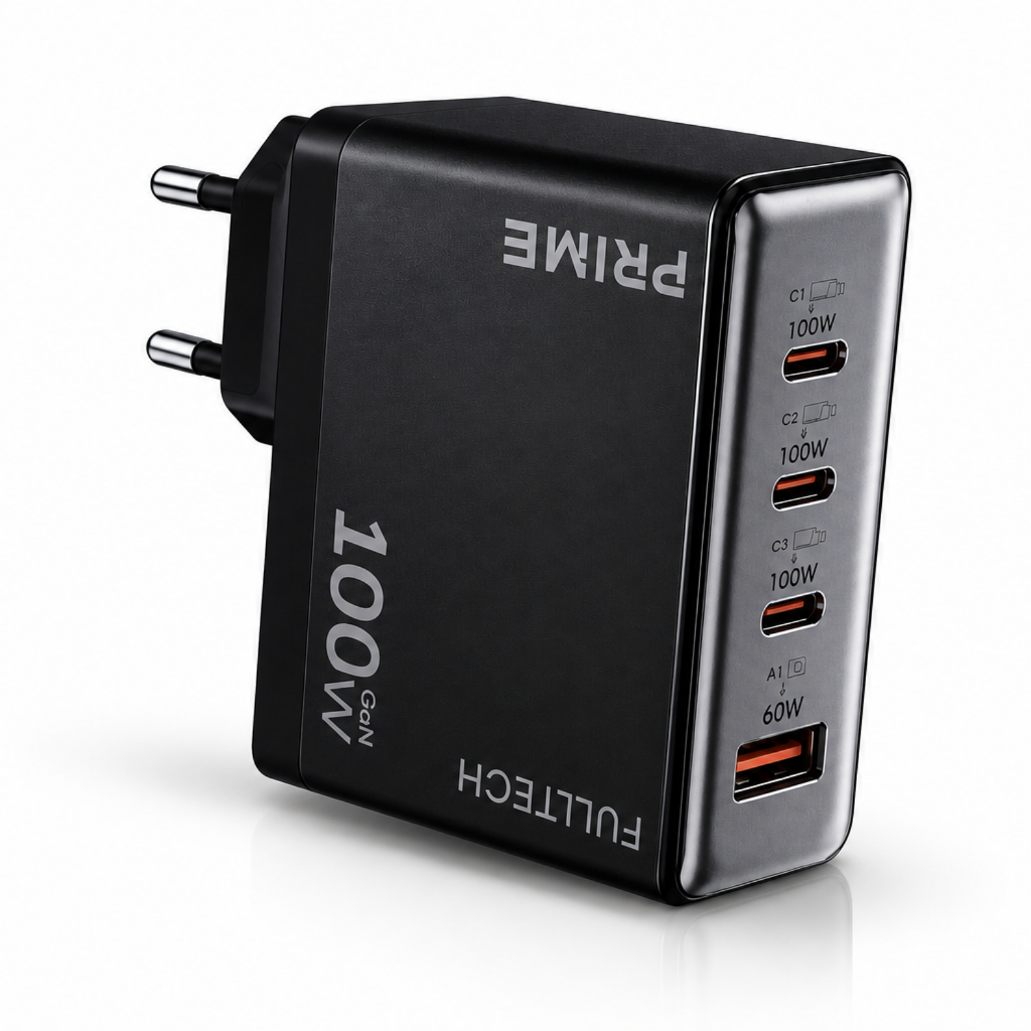 100W GaN Hızlı Şarj Adaptörü – 3x USB-C + 1x USB-A Çoklu Port, Laptop Telefon Tablet Uyumlu Güçlü Şarj Cihazı