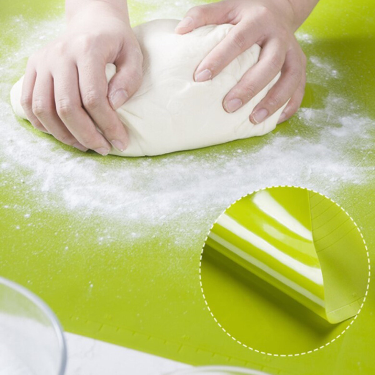 BUFFER 40*50 cm Silikon Ölçekli Kullanımı Kolay Hamur Açma Matı Ekmek Mantı Makarna Hamuru Yoğurma