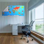 Renkli Atlas Dünya Haritası Manyetik Yapıştırıcı Gerektirmeyen Duvar Stickerı 118 CM * 56 CM