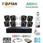 5mp Lens 2mp 1080P Warm LED 8 Kameralı 250GB Harddisk Dahil Güvenlik Kamerası Seti