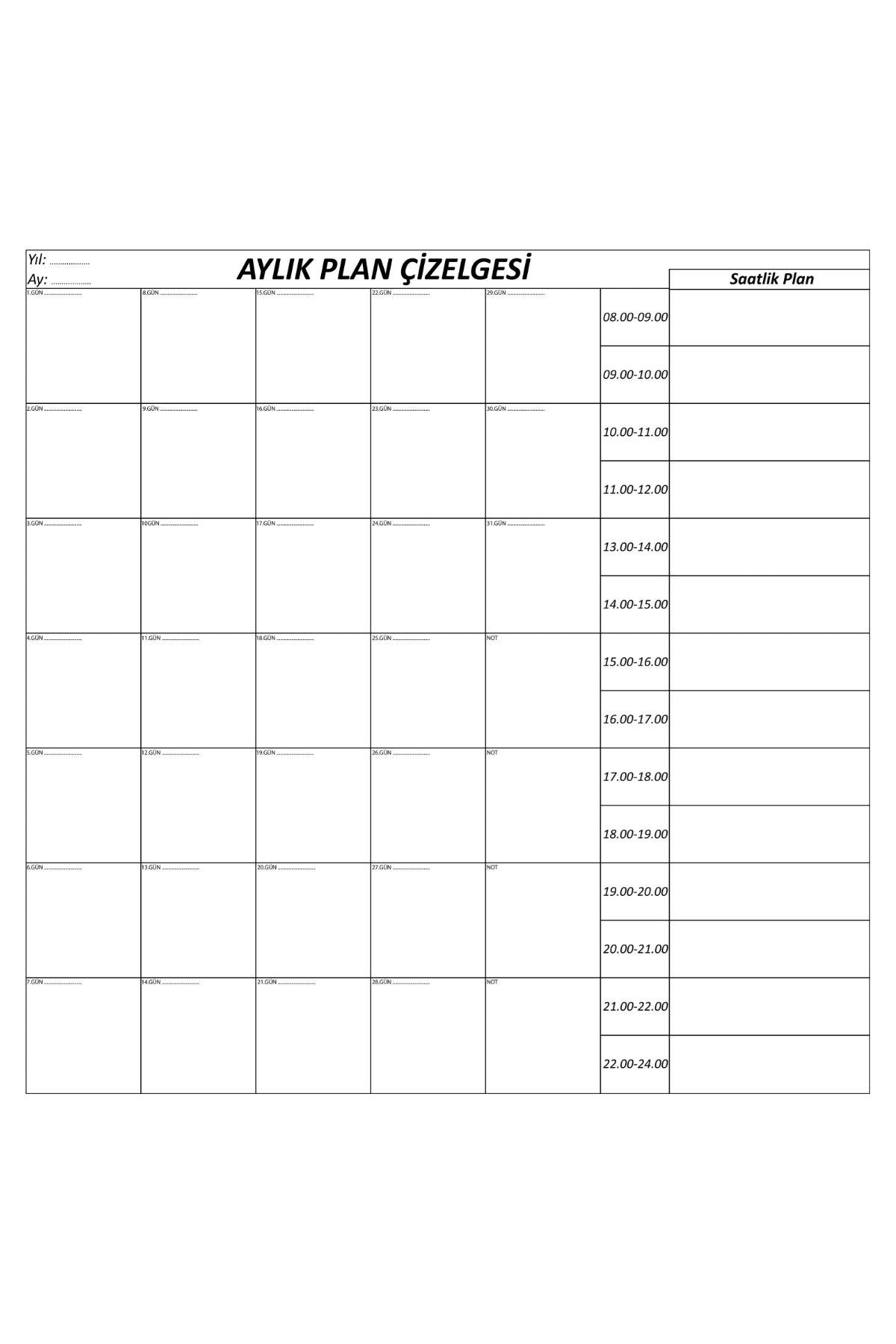 BUFFER Aylık Planlayıcı Manyetik Duvar Stickerı Takvim Plan Çizelgesi