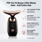 Pilli Yüz ve Boyun Lifter Masaj Aleti, Jawline Belirginleştirici Cilt Sıkılaştırıcı Bakım Cihazı