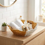 Çiçek Model Çift Renkli Plastik Rattan Ekmek ve Meyve Sepeti - Çok Amaçlı Banyo ve Mutfak Düzenleyici - Yıkanabilir Organizer