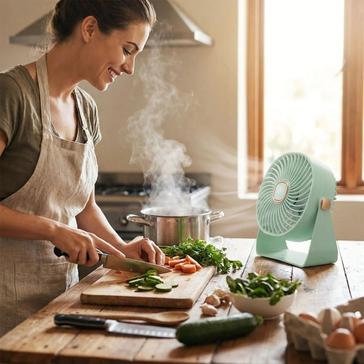 BUFFER 3 Kademeli Masaüstü Fan – Duvara Asılıp Sabitlenebilen Standlı Kaydırmaz Pedli Mini Fan ZB112