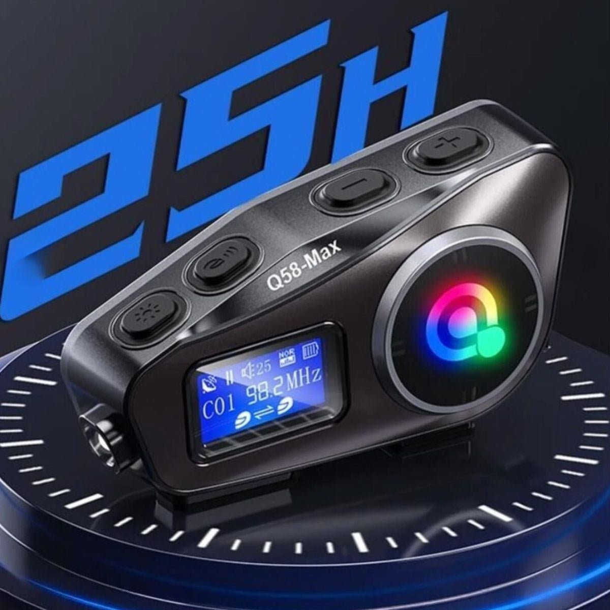 BUFFER Q58 Motorsikletler İçin Fener Özellikli SD Kart Bölümlü LCD Ekranlı Kablosuz Bluetooth Kulaklıklı – Suya Dayanıklı Kask Kulaklığı