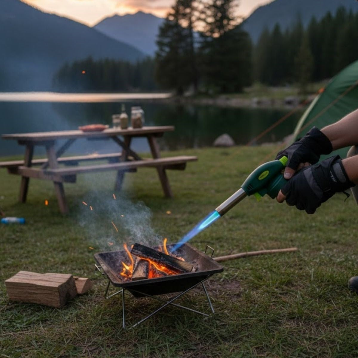 BUFFER Outdoor Kamp, Piknik ve Tamir İşleri İçin Kamp Gazı Seti – Taşınabilir Pürmüz Alev Tabancası ve Yüksek Performanslı Gaz Kartuşu