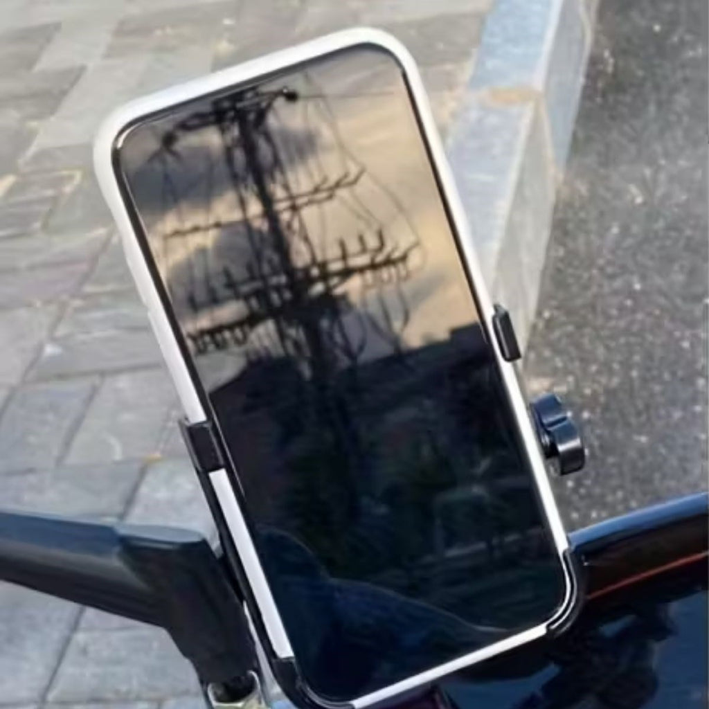Motosiklet Gidon Telefon Tutucu–360° Döner, Kaymaz Sabitleme Sistemli, Sarsıntı Önleyici Telefon Tutucu Aparat