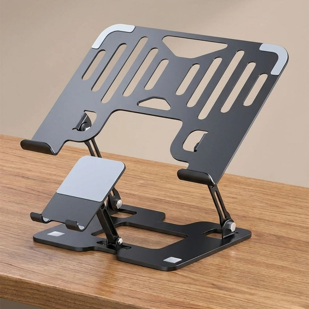 BUFFER 2’si 1 Arada Laptop ve Telefon Standı – AlüMetal Ayarlanabilir,Katlanabilir,Ergonomik Yükseltici