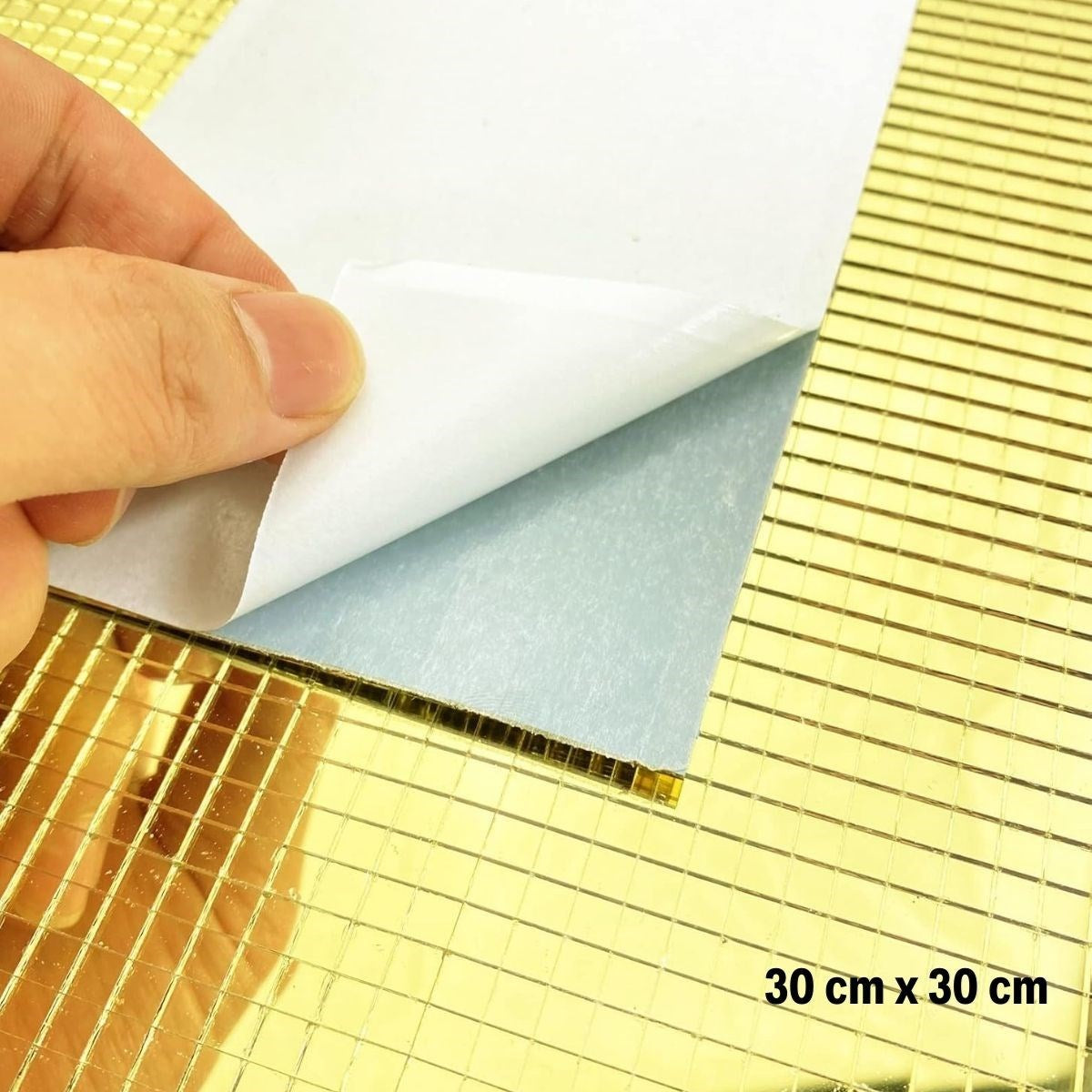 BUFFER Kare Gold Cam Mozaik Fayans Çıkartmaları El İşi Kare Cam Fayans Kendinden Yapışkanlı Aynalı Dekor Panel 30x30 Cm