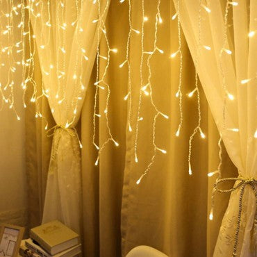 4 Metre 16 Saçak LED - Dekoratif Şeffaf Kablolu Aydınlatma