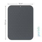 Purish | Bulaşık Kurutma Matı –TPE – 31x39,5 cm, Kaymaz, Su Drenaj Kanallı, Katlanabilir ve Kolay Temizlenebilir (Antrasit Gri)
