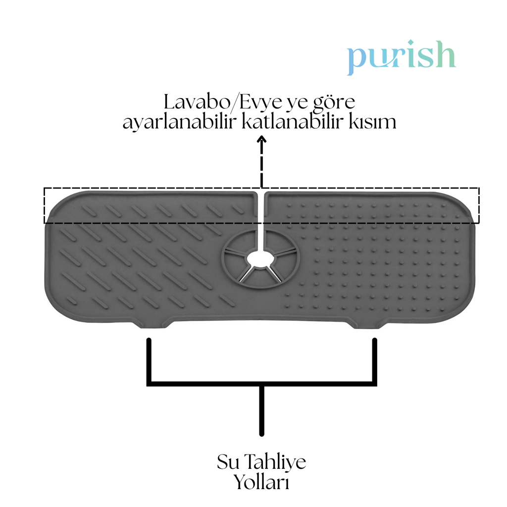 Purish TPE Musluk Altı Matı – Sabunluk & Tezgah Kurulama Pedi | Mutfak & Banyo
