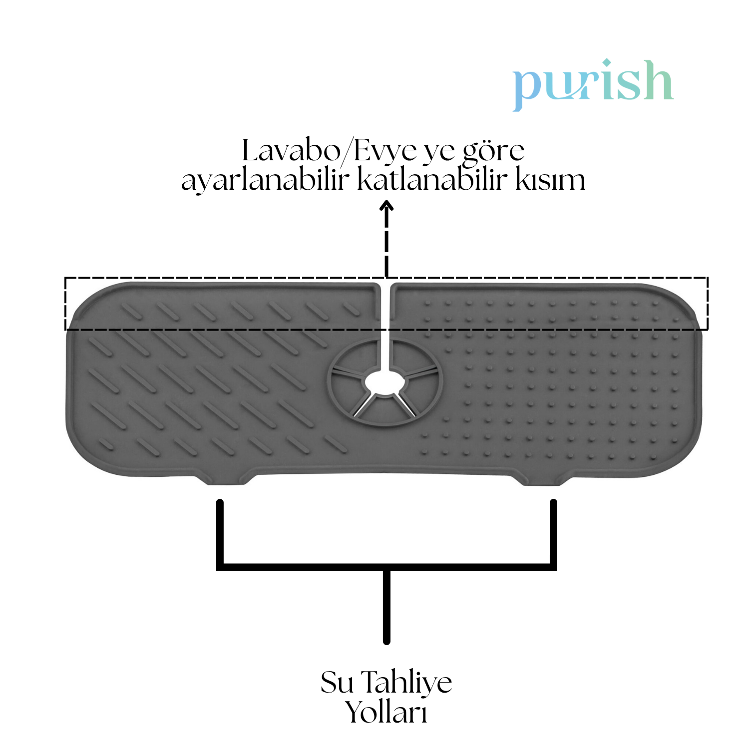 Purish TPE Musluk Altı Matı – Sabunluk & Tezgah Kurulama Pedi | Mutfak & Banyo