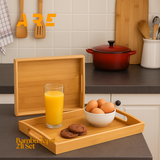 Bambu Servis Tepsi Seti 2’li – Doğal Ahşap, Küçük 33x22 cm & Büyük 40x28 cm, Kahvaltı ve Sunum için