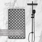 Purish | Kaymaz Banyo Paspası | Antrasit Gri | 36x66 cm – Dikdörtgen Duş Matı, Küvet Paspası | Güçlü Vantuzlu, Su Tahliyeli, Yumuşak