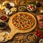 Bambu Pizza & Lahmacun Sunum Tahtası – Ahşap Yuvarlak Servis Tepsisi – 3 Boy Seçeneği