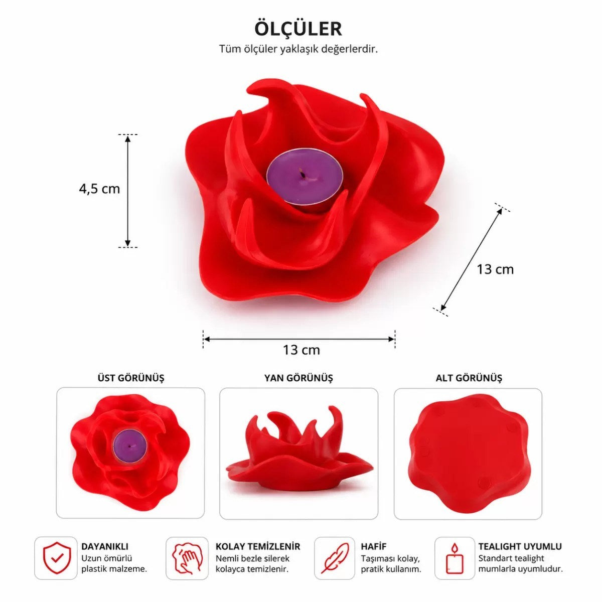 3d Kırmızı Ateş Mumluk Şık Obje