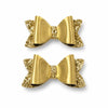 Glitter Detaylı Fiyonk Saç Tokası 2'li Set 6x3 Cm Gold Simli
